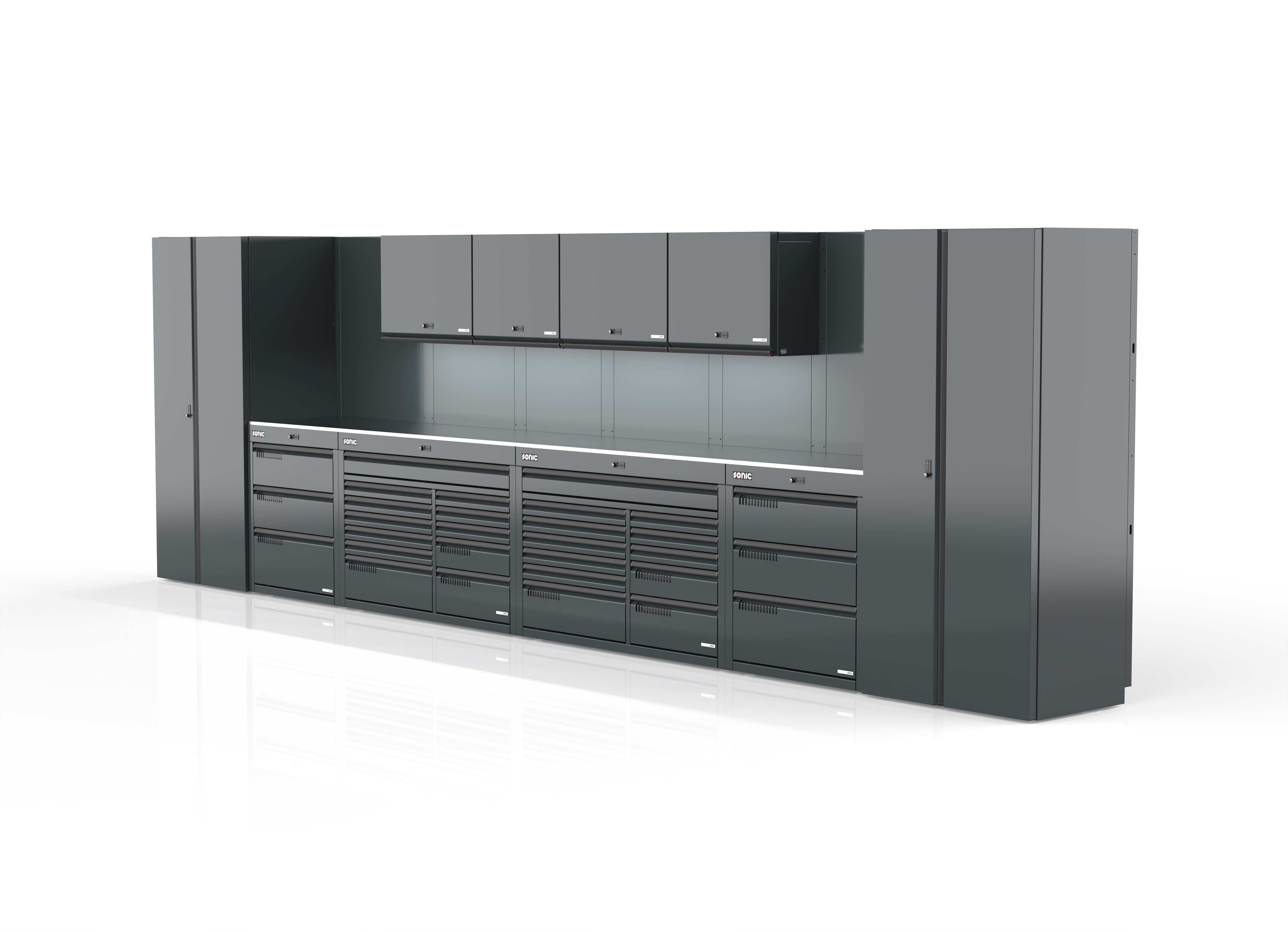 MSS+ Schrankwand hoch, Edelstahlarbeitsplatte MSS+ Schrankwand hoch, Edelstahlarbeitsplatte