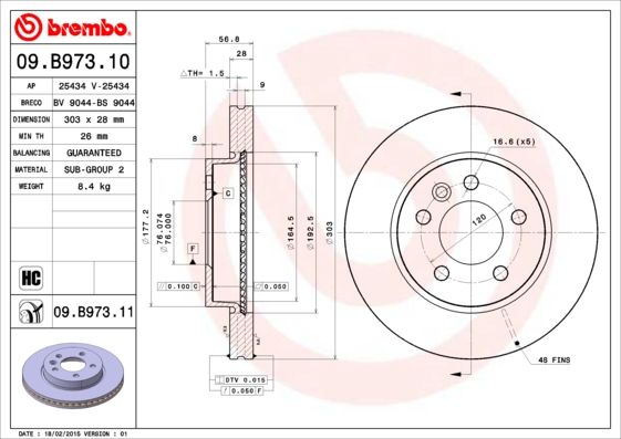 BREMBO Bremsscheibe (09.B973.11)
