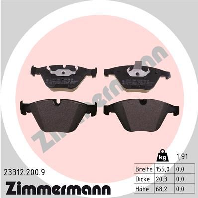 ZIMMERMANN Bremsbelagsatz, Scheibenbremse (23312.200.9)
