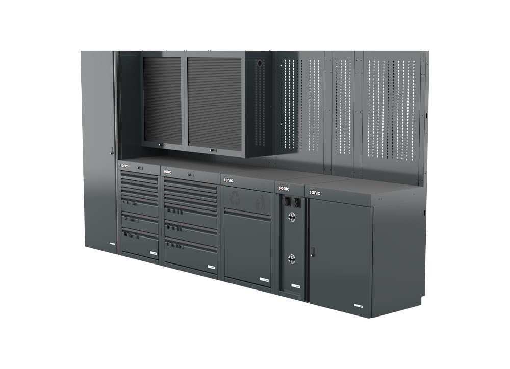 MSS+ Schrankwand hoch, Verbundarbeitsplatte MSS+ Schrankwand hoch, Verbundarbeitsplatte