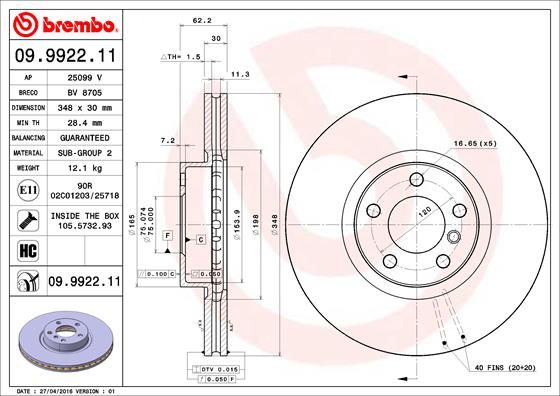 BREMBO Bremsscheibe (09.9922.11)