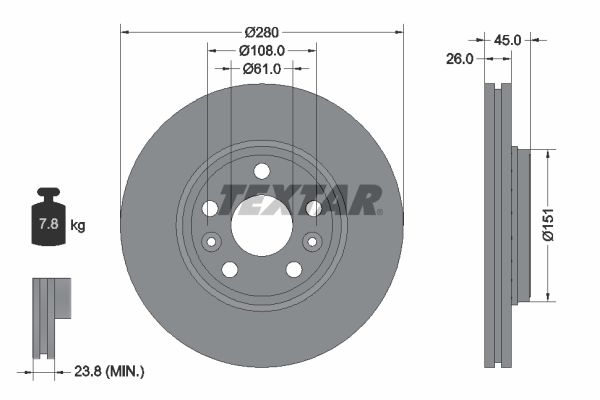 TEXTAR Bremsscheibe (92257903)