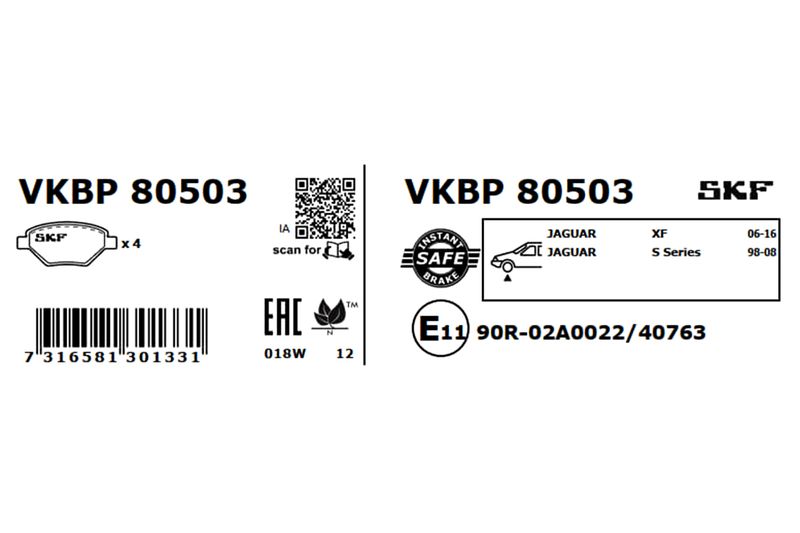 SKF Bremsbelagsatz, Scheibenbremse (VKBP 80503)