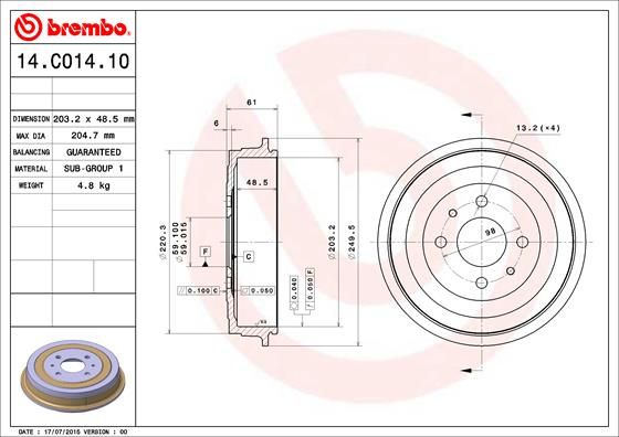 BREMBO Bremstrommel (14.C014.10)