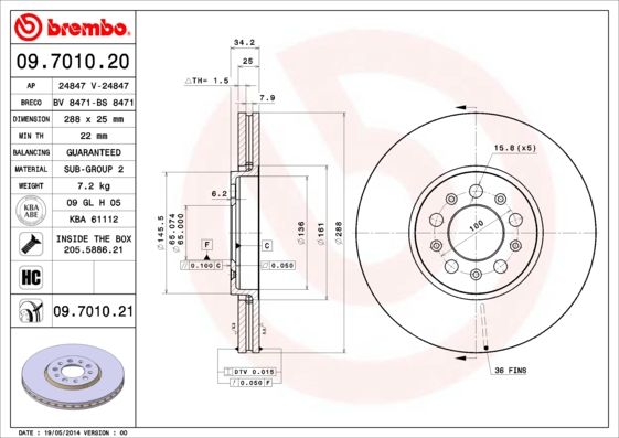 BREMBO Bremsscheibe (09.7010.20)