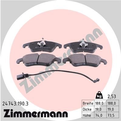 ZIMMERMANN Bremsbelagsatz, Scheibenbremse (24743.190.3)