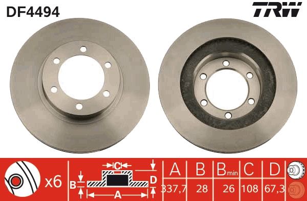 TRW Bremsscheibe (DF4494) | KFZ-6719015