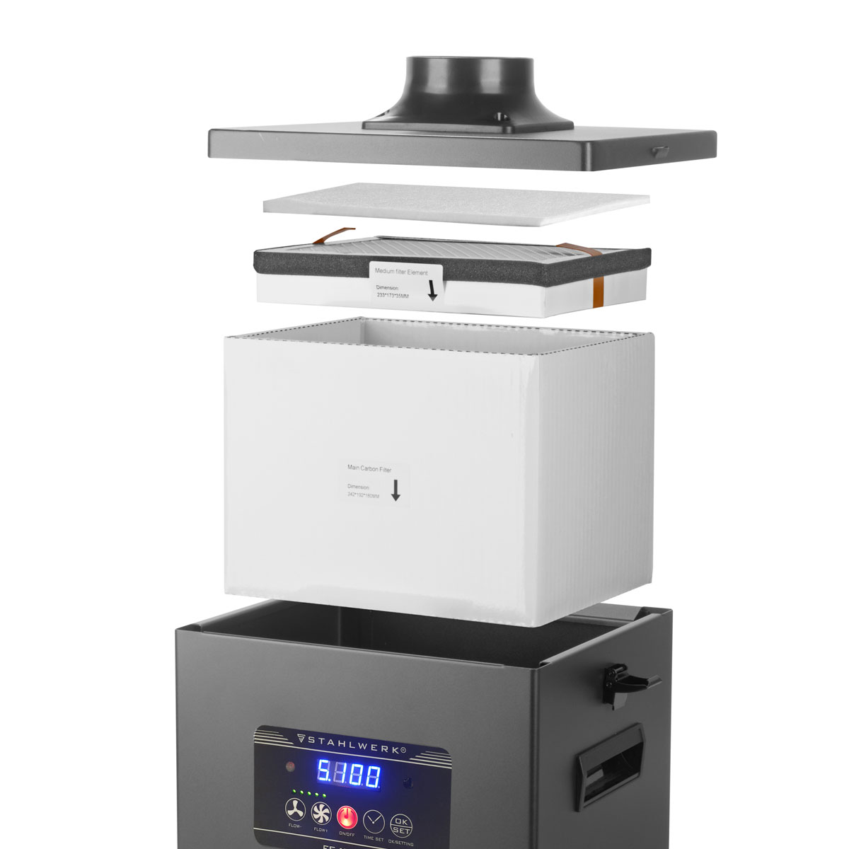 STAHLWERK Rauchabsaugung FE-150 ST mit 3-fach-Filter und 150 W Absauganlage