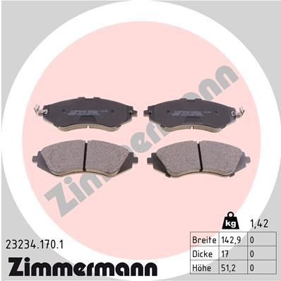 ZIMMERMANN Bremsbelagsatz, Scheibenbremse (23234.170.1)
