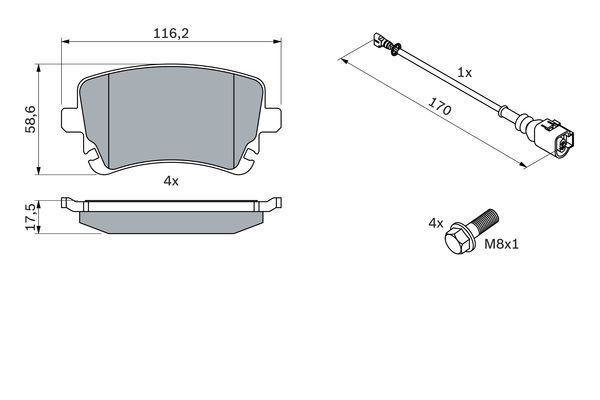 BOSCH Bremsbelagsatz, Scheibenbremse (0 986 494 108) BOSCH Bremsbelagsatz, Scheibenbremse (0 986 494 108)