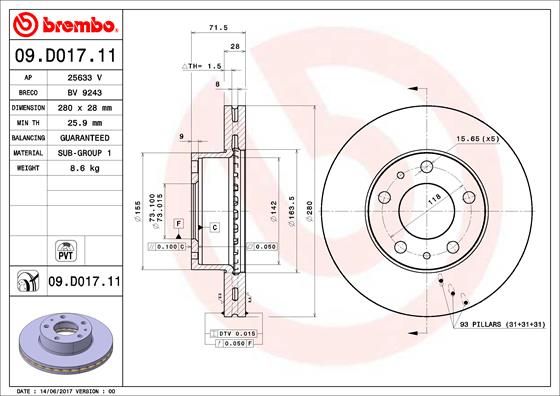 BREMBO Bremsscheibe (09.D017.11)