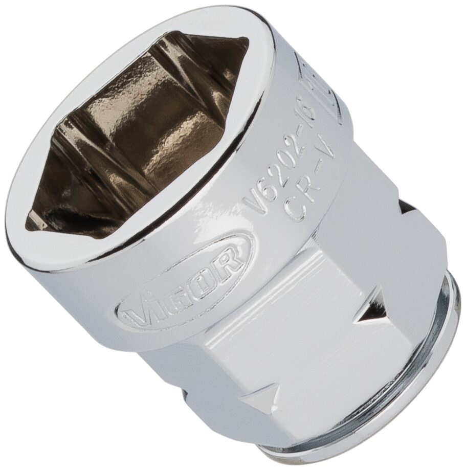 VIGOR Steckschlüssel-Einsatz ∙ superflach ∙ V6202-16 ∙ Vierkant10 mm (3/8 Zoll) ∙ Außen-Sechskant Profil ∙ 16 mm VIGOR Steckschlüssel-Einsatz ∙ superflach ∙ V6202-16 ∙ Vierkant10 mm (3/8 Zoll) ∙ Außen-Sechskant Profil ∙ 16 mm