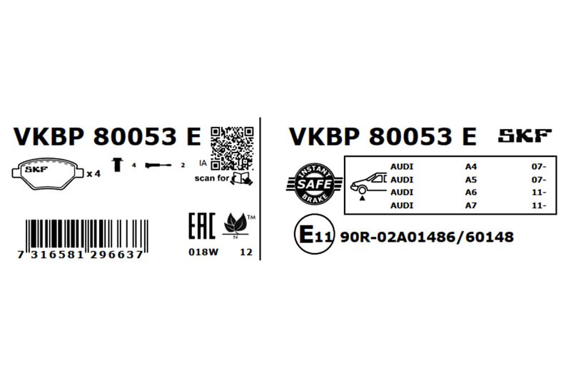 SKF Bremsbelagsatz, Scheibenbremse (VKBP 80053 E) SKF Bremsbelagsatz, Scheibenbremse (VKBP 80053 E)