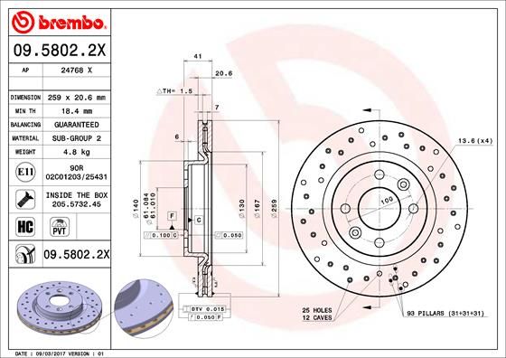 BREMBO Bremsscheibe (09.5802.2X)