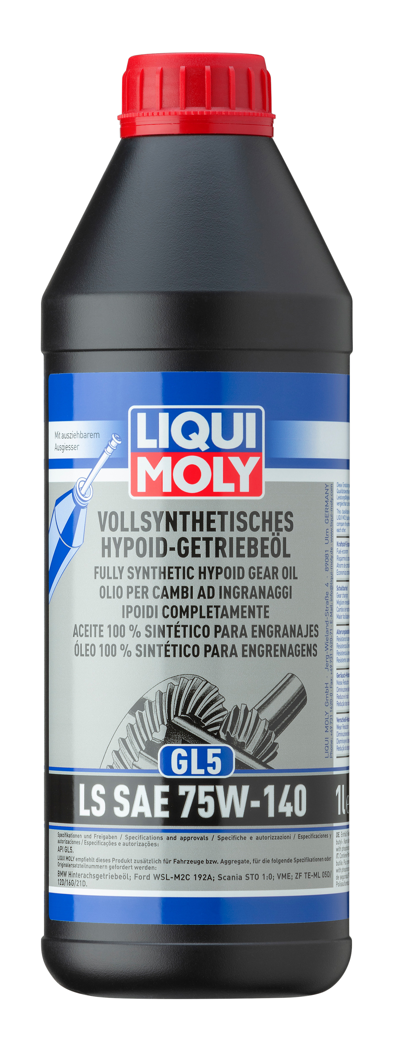 LIQUI MOLY Vollsynthetisches Hypoid-Getriebeöl (GL5) LS SAE 75W-140, 1 l (4421)