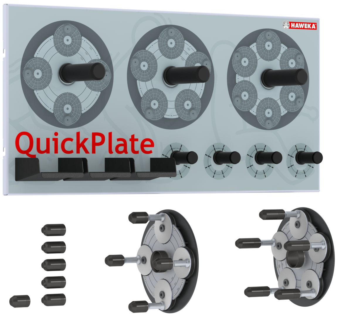 HAWEKA 2er QuickPlate Satz (4-, 5-Loch Platte) inkl. Wandtafel