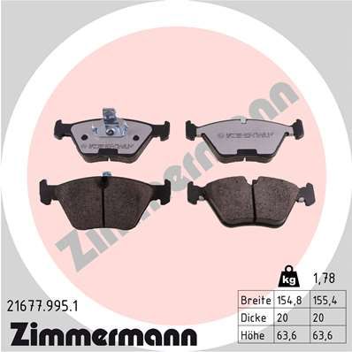 ZIMMERMANN Bremsbelagsatz, Scheibenbremse (21677.995.1)