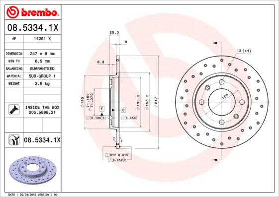 BREMBO Bremsscheibe (08.5334.1X)