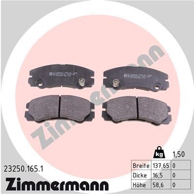 ZIMMERMANN Bremsbelagsatz, Scheibenbremse (23250.165.1)