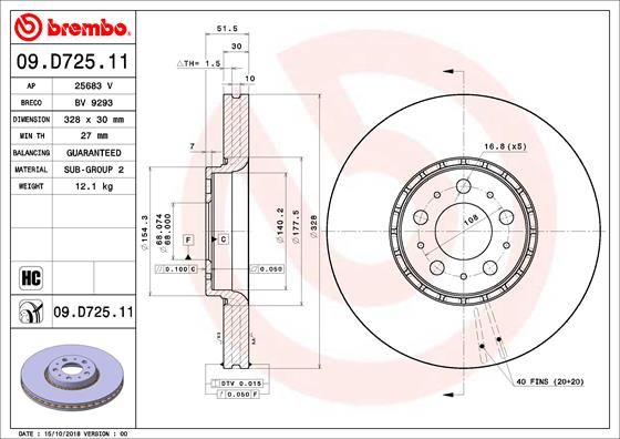 BREMBO Bremsscheibe (09.D725.11)