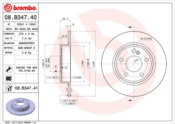 BREMBO Bremsscheibe (08.B347.41)