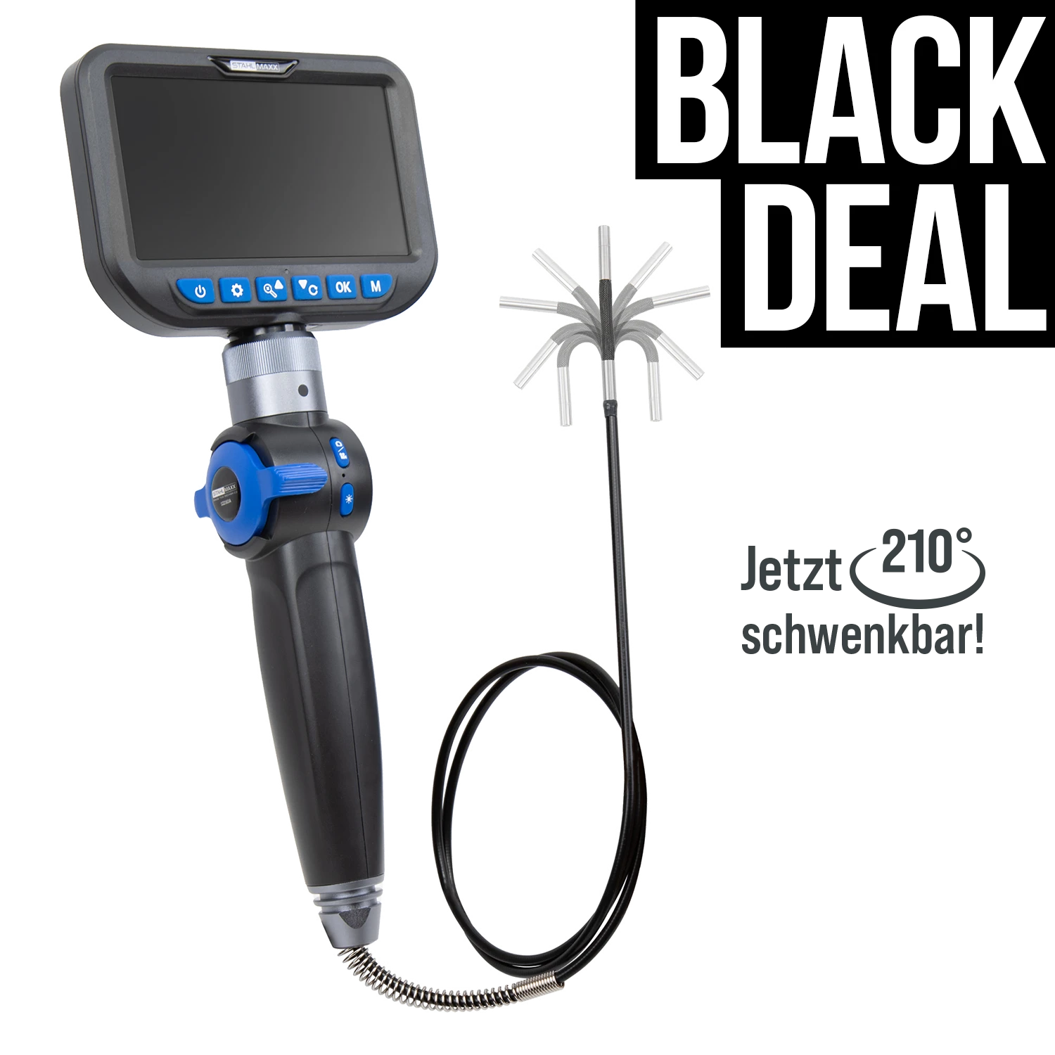 Inspektionskamera, 4 mm, schwenkbar, mit Full-HD-Display