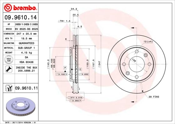 BREMBO Bremsscheibe (09.9610.11)