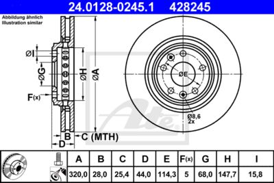 ATE Bremsscheibe (24.0128-0245.1) Thumbnail