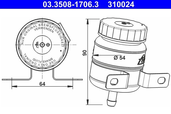 ATE Ausgleichsbehälter, Bremsflüssigkeit (03.3508-1706.3)