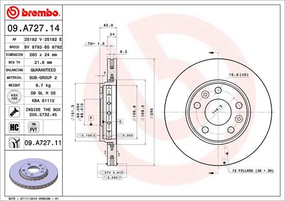 BREMBO Bremsscheibe (09.A727.14)