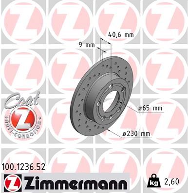 ZIMMERMANN Bremsscheibe (100.1236.52) 4250238746331 100.1236.52