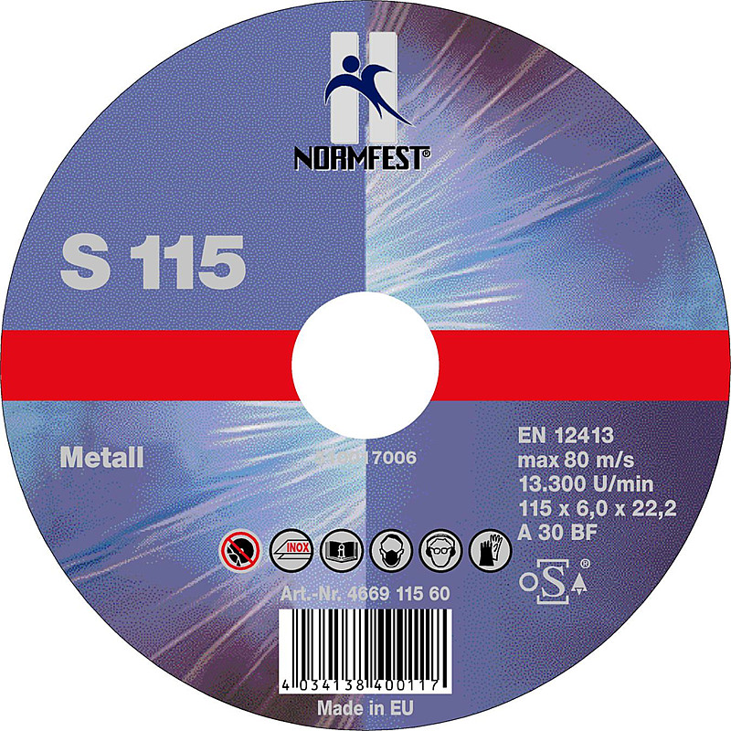 SCHRUPPSCHEIBE INOX 115x6,0 V10 (4669-115-60) | NORMFEST SCHRUPPSCHEIBE INOX 115x6,0 V10 (4669-115-60) | NORMFEST