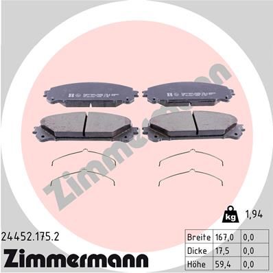 ZIMMERMANN Bremsbelagsatz, Scheibenbremse (24452.175.2)