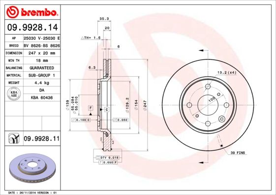 BREMBO Bremsscheibe (09.9928.11) BREMBO Bremsscheibe (09.9928.11)