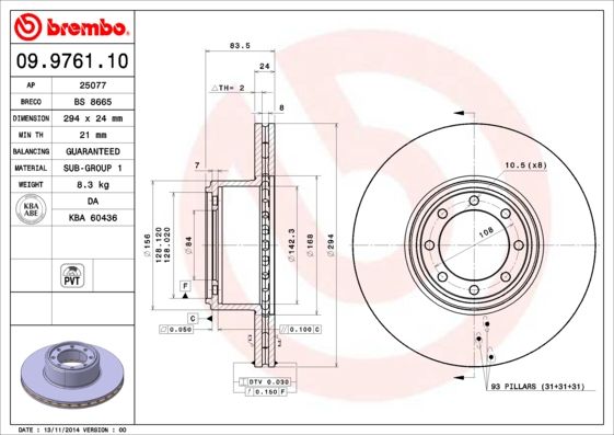 BREMBO Bremsscheibe (09.9761.10)