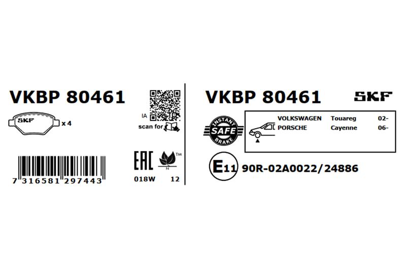 SKF Bremsbelagsatz, Scheibenbremse (VKBP 80461) SKF Bremsbelagsatz, Scheibenbremse (VKBP 80461)