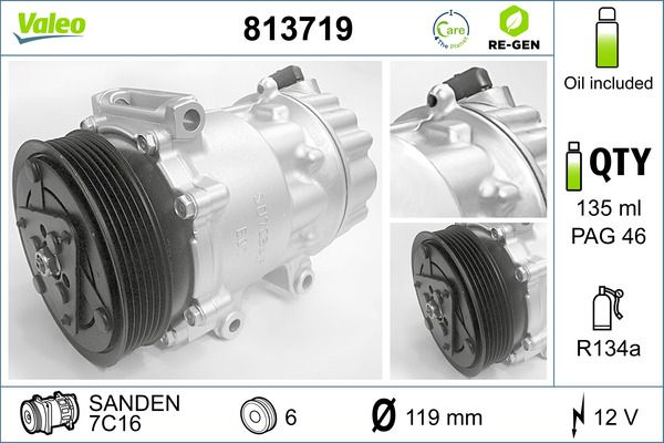 VALEO Kompressor, Klimaanlage (813719)