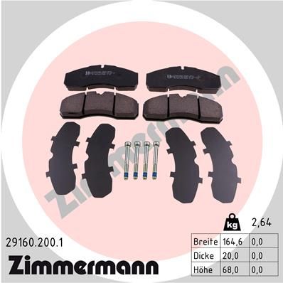 ZIMMERMANN Bremsbelagsatz, Scheibenbremse (29160.200.1)