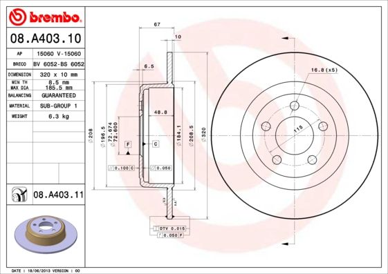 BREMBO Bremsscheibe (08.A403.11)