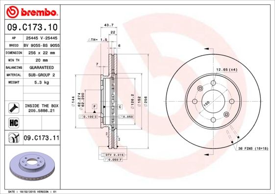 BREMBO Bremsscheibe (09.C173.11)