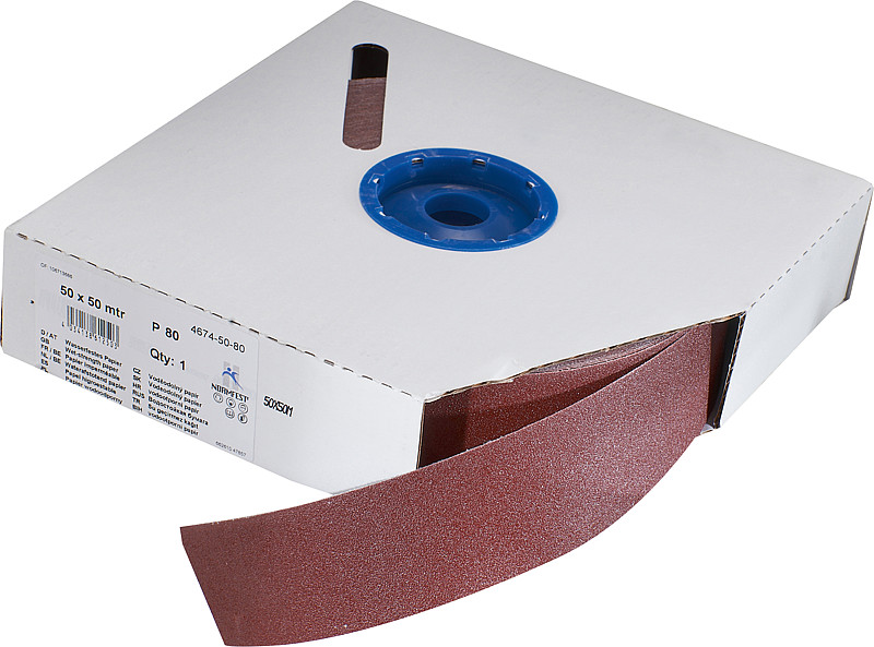 SCHMIRGELLEINENROLLE 50M X 50MM K 80 (4674-50-80) | NORMFEST