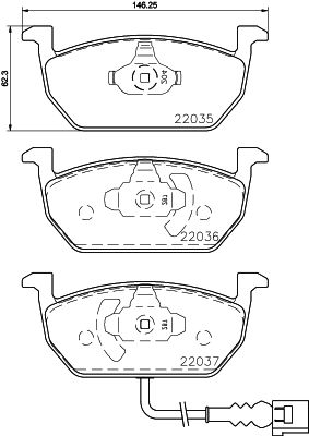 HELLA Bremsbelagsatz, Scheibenbremse (8DB 355 021-951)