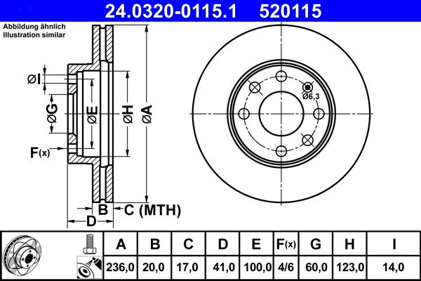 ATE Bremsscheibe (24.0320-0115.1)