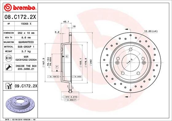 BREMBO Bremsscheibe (08.C172.2X)