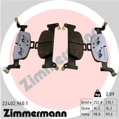 ZIMMERMANN Bremsbelagsatz, Scheibenbremse (22402.960.1)