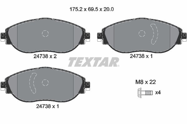 TEXTAR Bremsbelagsatz, Scheibenbremse (2473806)