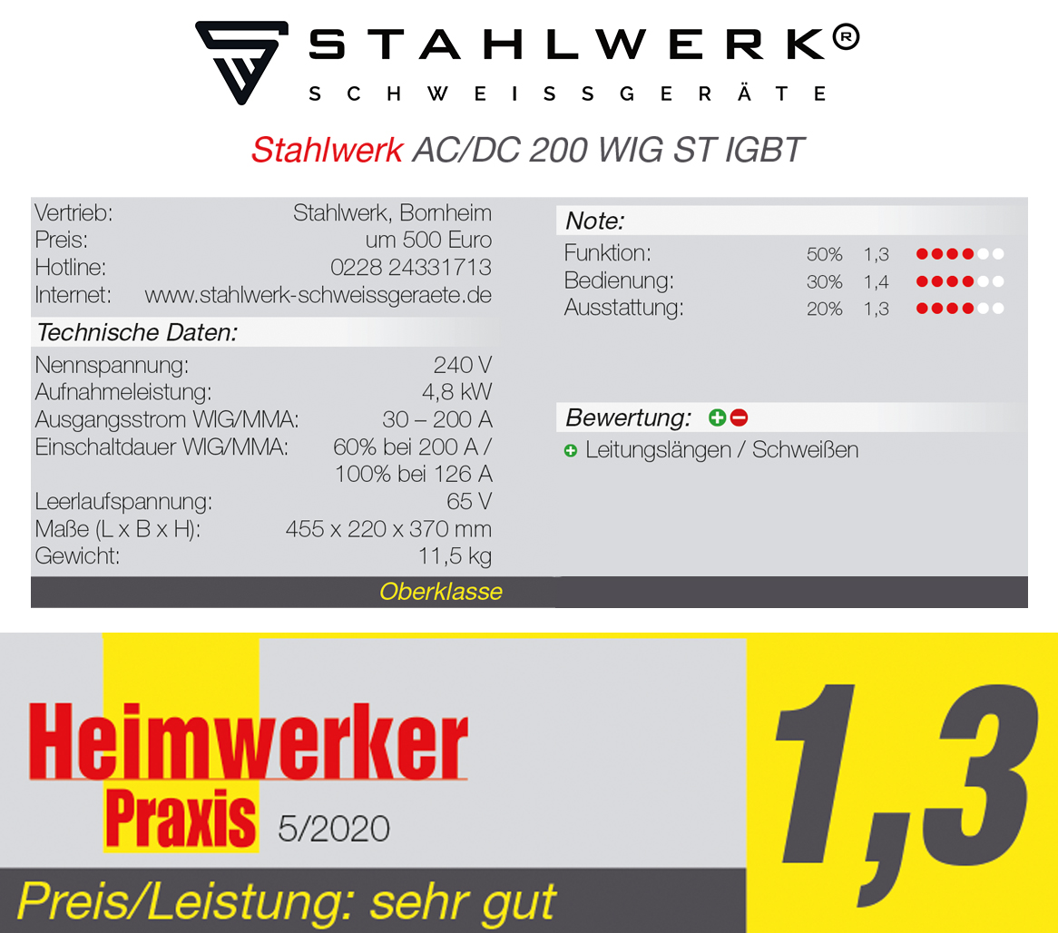 STAHLWERK Schweißgerät AC/DC WIG 200 ST IGBT