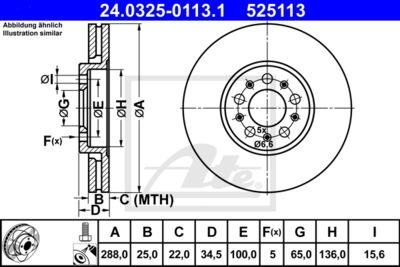 ATE Bremsscheibe (24.0325-0113.1)