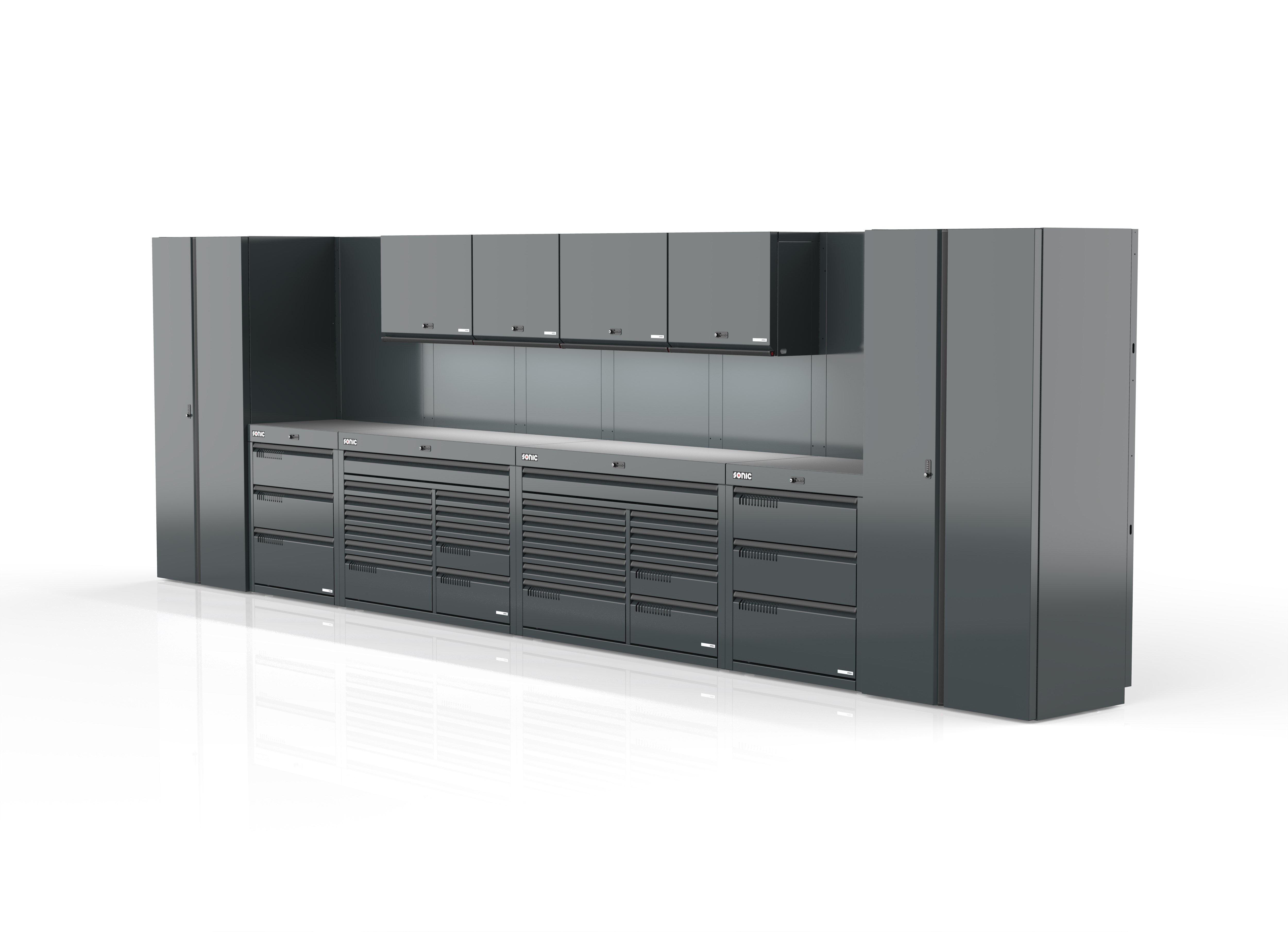 MSS+ Schrankwand hoch, Verbundarbeitsplatte MSS+ Schrankwand hoch, Verbundarbeitsplatte