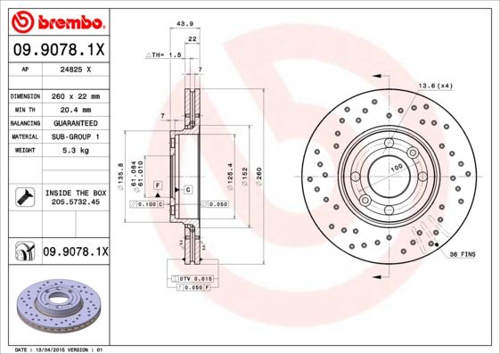 BREMBO Bremsscheibe (09.9078.1X)